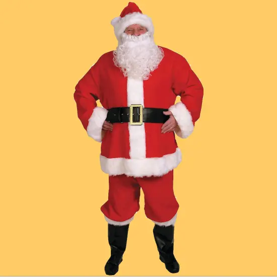Mens Complete Santa Suit Costume Ten Piece Set for Holiday Parties and Halloween {1}