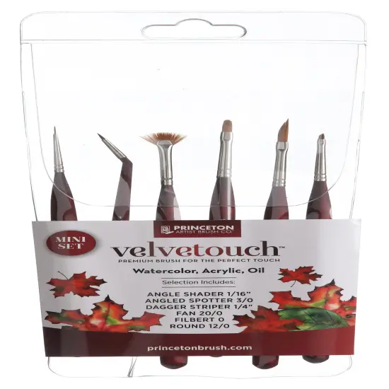 Princeton Series 3900 Velvetouch Synthetic Mixed Media Brush-Short Handle Professional Mini Set 6PC {1}