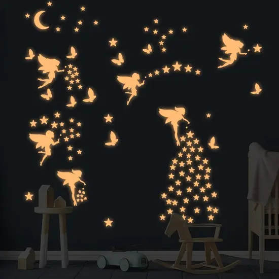 Glow in The Dark Fairy Wall Decals - Pink {1}