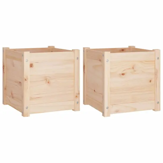 vidaXL Garden Planters 2 pcs 15.7"x15.7"x15.7" Solid Wood Pine {2}