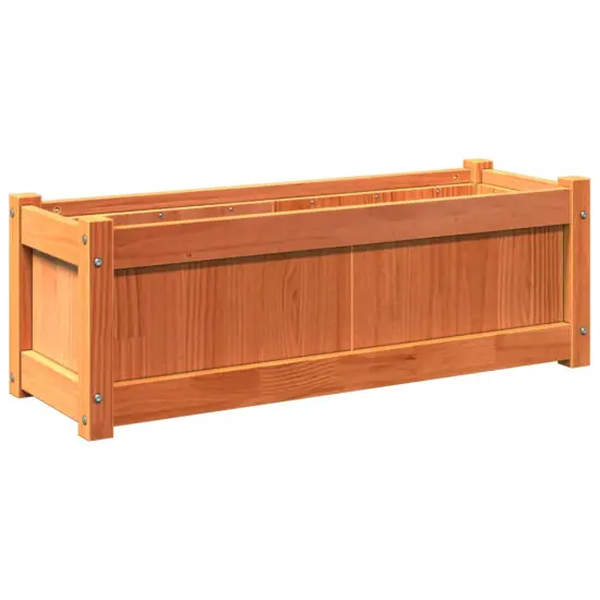 vidaXL Garden Planter Wax Brown 35.4"x12.2"x12.2" Solid Wood Pine {2}