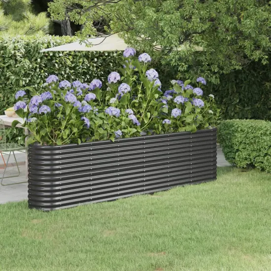 vidaXL Garden Raised Bed Powder-coated Steel 102.4"x15.7"x26.8" Anthracite {1}