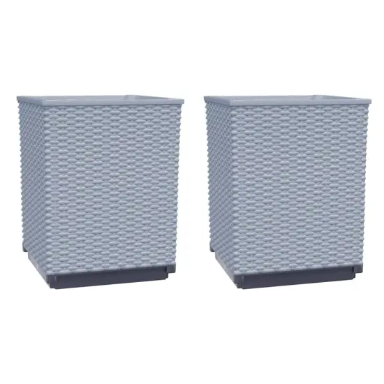 vidaXL Planters 2 pcs Light Gray 11.8"x11.8"x14.6" Polypropylene {2}
