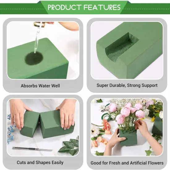 6 Pcs Floral Foam Blocks for Flower Arrangement (Larger Size 9&rdquo; Lx4.3&rdquo; Wx3&rdquo; H) Wet and Dry Green Floral Foam for Wedding, Birthdays, Home Decorations {4}