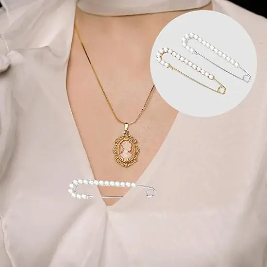 8 Pieces Retro Sweater Shawl Clips Faux Crystal Pearl Brooch Pins for Women Girls Costume Accessory, Waist Back Cincher for Cardigan Collar Dress Shirt Jeans {5}