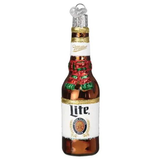 Old World Christmas 4.0 Inch Holiday Miller Lite Longneck Christmas Tree Ornament , Ornament Beverage Alcohol Bottle Brown {1}