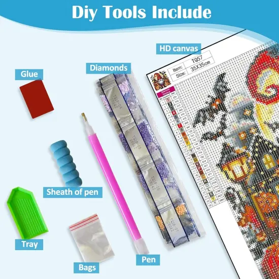 13.8x13.8 Inch - Gnome Pumpkin Bat Diamond Painting Kits for Adults {5}