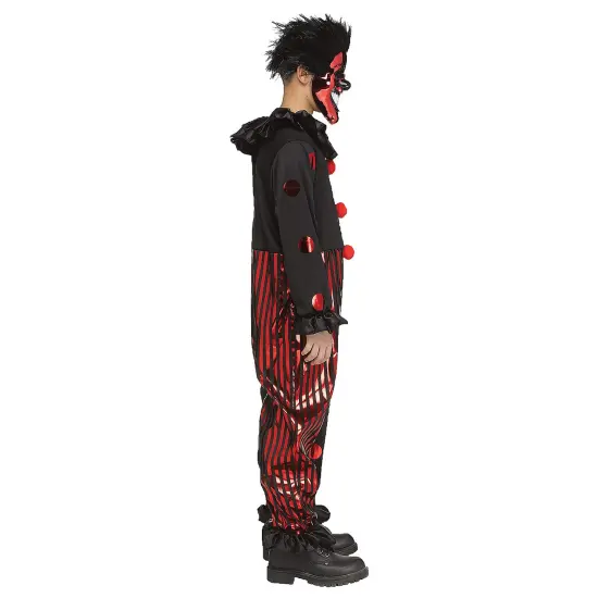 Kid's Chrome Clown Costume, Reflective Metallic Jumpsuit with Red Chrome Mask {3}