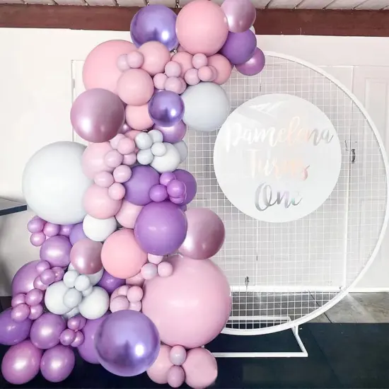 60 Packs 12 Inch Metallic Purple Pink Confetti Balloons (Pink Purple) {6}