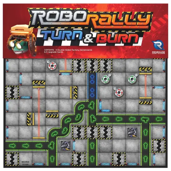 Renegade Game Studios: Robo Rally: Turn & Burn Expansion - Racing Board Game, New Elements & Radiation Cards, Ages 12+, 2-6 Players, 45-90 mins {6}