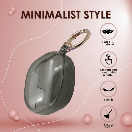 Insten Case For Samsung Galaxy Buds Pro Case (2021) / Galaxy Buds Live Case (2020) Soft TPU Protective Cover with Keychain, Support Wireless Charging, Clear Black {3}