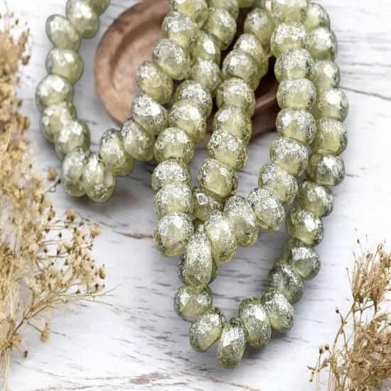 *25* 5x8mm Smoky Gray Mercury Faceted Large Hole Rondelle Roller Beads {5}