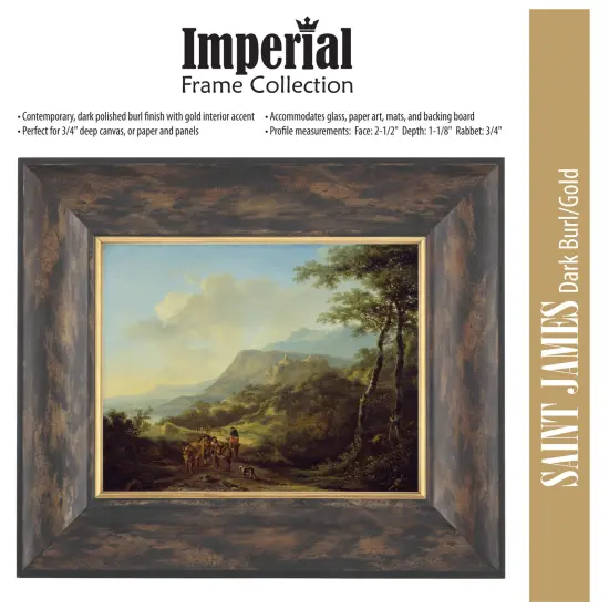Imperial Frames Saint James CollectionDark Polished Burl with Gold Accent, Hand-Finished Wood Frame, Museum-Quality Open Back Frame for 3/4 Deep Canvas & Panels {4}