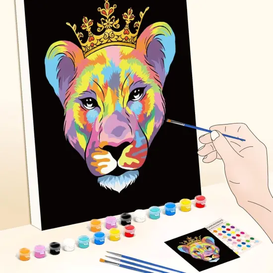 Canvas Painting Kit, 2 Pack 8x10Inch Pre Drawn Stretched Canvas Painting for Adults Lion King {3}