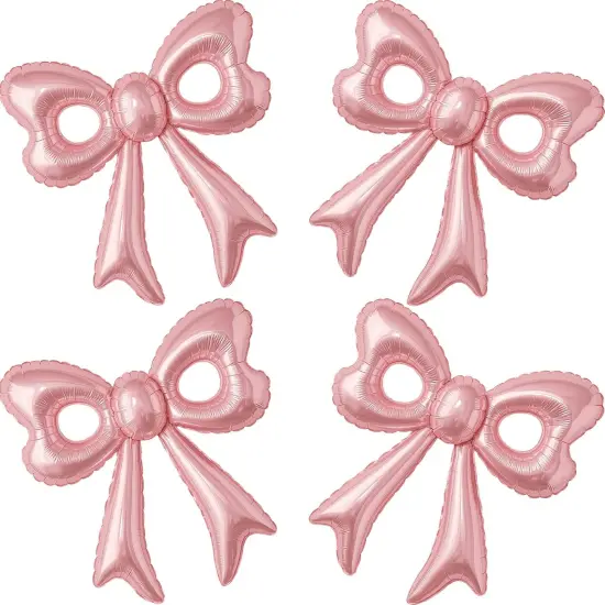 4 Pcs Pink Bow Balloons (Pink Bow) {1}