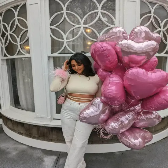 Hot Pink Heart Shaped balloons Pack of 12 (12 Pink Silver Hot Pink) {4}