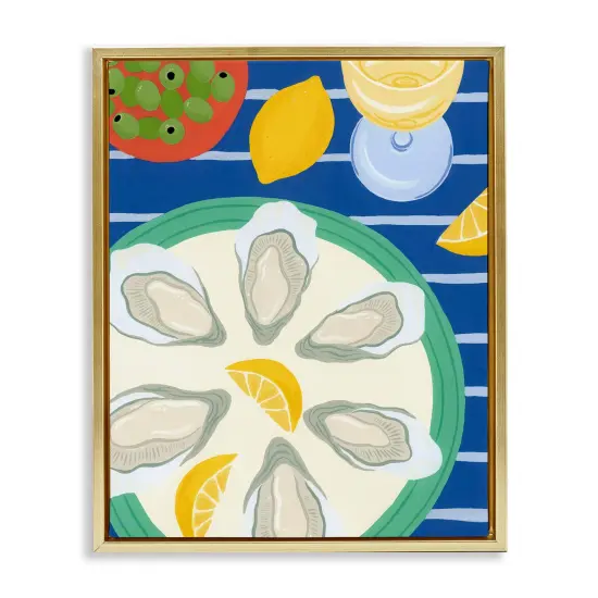 Stupell Industries Oyster Plate on Stripes Floating Frame, design by Courtney Haley {1}