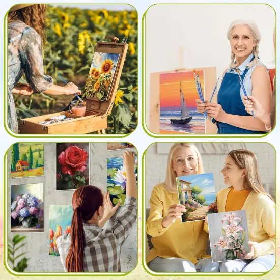 24 Pack Flower Scenery Pre Drawn Canvas Painting Kits {4}