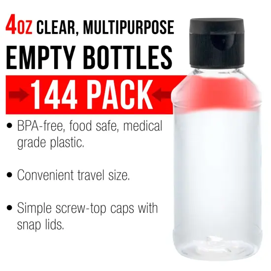 4 ounce Squeeze PET Plastic Bottles with Flip Cap - BPA-free, food safe, medical grade plastic, acrylic pouring paint (Pack of 144) {2}