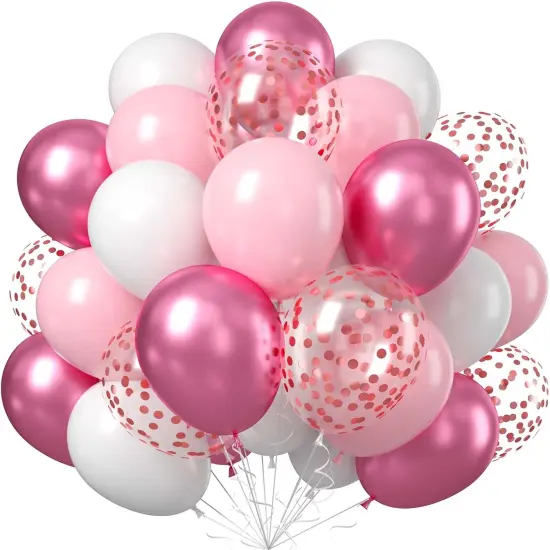 60PCS Pink and White Balloons(pink white) {1}