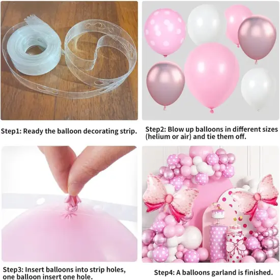 Pink Balloon Garland Arch Kit (Pink White Rose Red) {2}