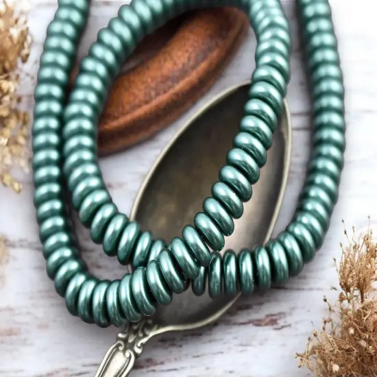 8x3mm Teal Celestial Pearl Rondelle Beads (16" Strand) {2}