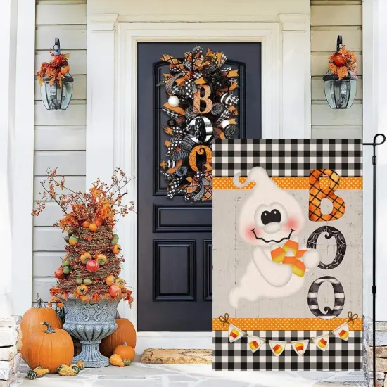 Halloween Ghost Boo Garden Flag 12x18Inch(Gray) {5}