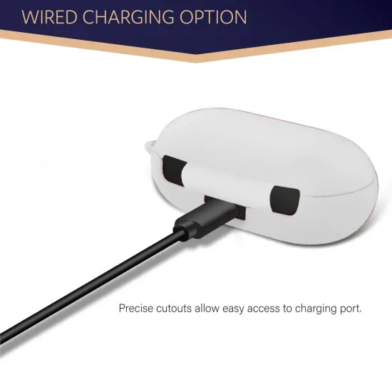 For Galaxy Buds+ / Buds Case, Protective Silicone Cover with Carabiner Keychain Compatible with Samsung Galaxy Buds+ Plus 2020 Buds 2019 Wireless Earbuds, White (4 Color Options) by Insten {4}