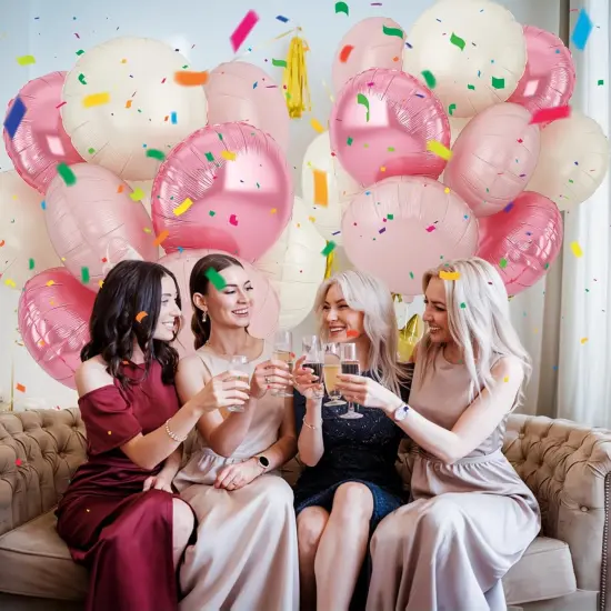 20PCS 18 Inch Round Foil Balloon(Pink Cream White) {5}