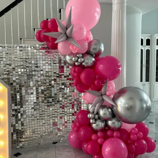 Pink and Silver Balloons (Pink Silver) {4}