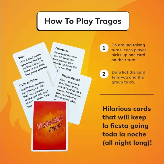 Tragos: Espicy Expansion Pack - The Adult Party Game for Latinos, Spicy Relatable Hilarious Spanglish Card Game, R-Rated Topics, NSFW Ages 18+ {4}