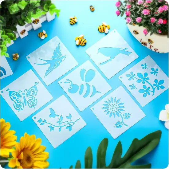 66 Pcs Small Stencils for Crafts Reusable 3 Inch Stencils (Flowering Plants) {1}