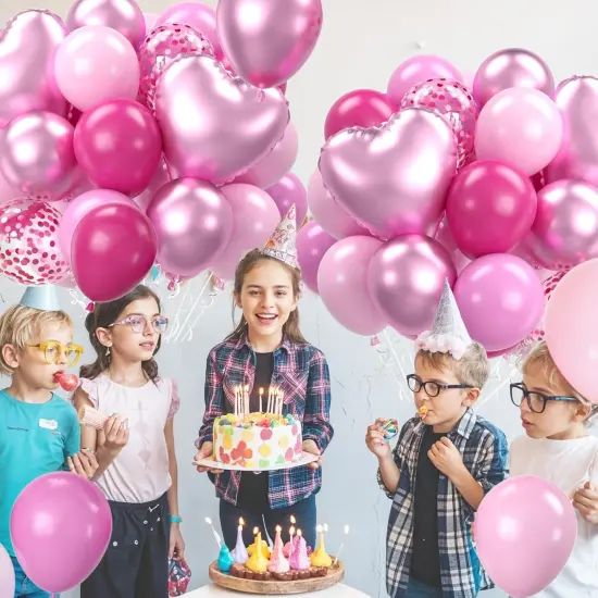12 Inch 50Pcs Hot-Pink Pastel Balloon (Pink Heart) {5}