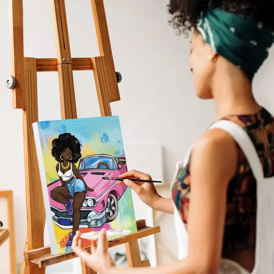 Canvas Painting Kit - 8x10 Inches (Afro Girl with Car) {3}