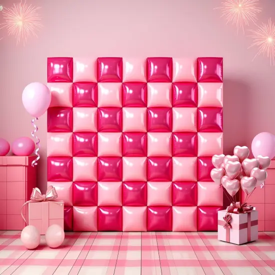 50PCS Hot Magenta Pink Square Foil Balloon Wall(Magenta & Hot Pink) {4}