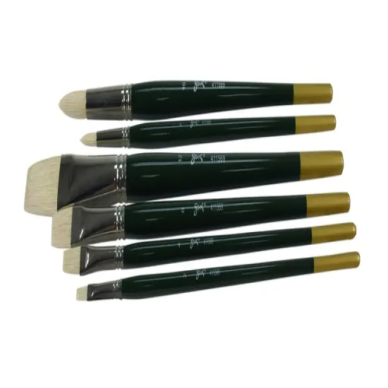 Sax Olympia Interlocked Hog Hair Bristle Paint Brushes Long, Assorted Sizes, Set of 6 {3}