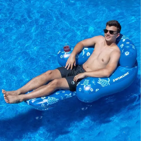 Swimline Inflatable Tropical Pool Lounge Chair - 58" - Blue {4}