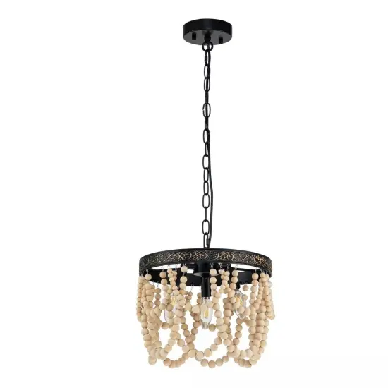 Ceiling Light Wood Beaded Chandelier Farmhouse Chandelier Living Room {2}