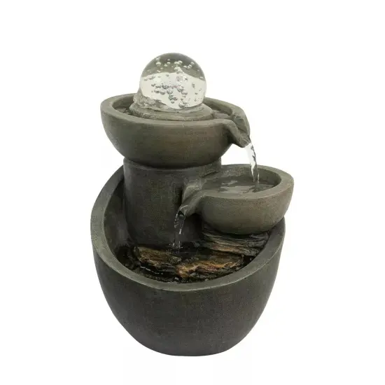 Tabletop Water Fountain Rolling Glass Ball Led Lights Shallow Pool Bowls {1}