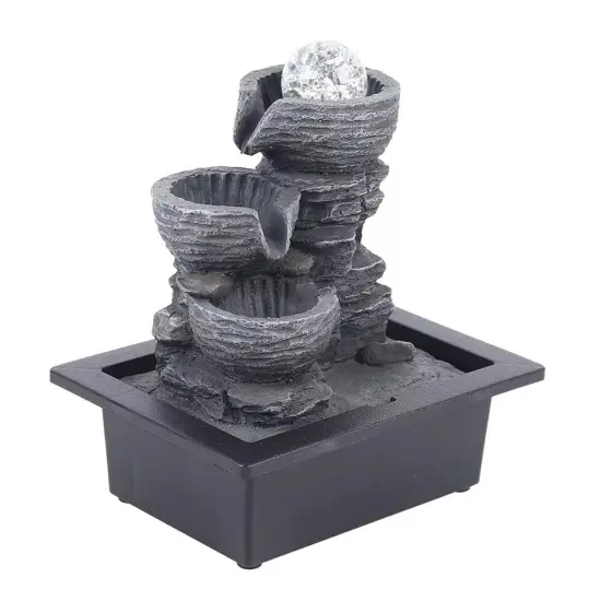 Indoor Tabletop Water Fountain with LED Light Portable Ornament Waterfall w/ LED {2}