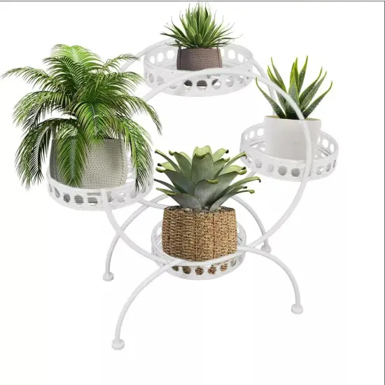 White 4-Tier Ferris Wheel Indoor/Outdoor Plant Stand - 28 in {1}