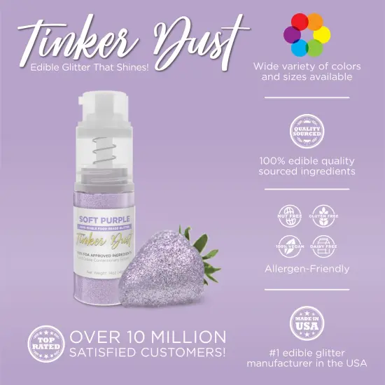 Bakell - Soft Purple Tinker Dust Edible Glitter (4g, 1x Spray Pump) for Food, Desserts, and Beverages! {2}