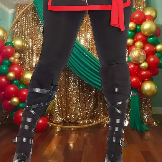 4 Pieces Ninja Assassin Costume, Black & Red Stealth Warrior Outfit {4}