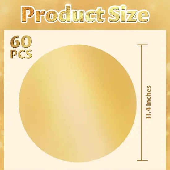 60 PCS Gold Disposable Placemats Round Paper Placemats Table Mats Mirror Decorative Paper Gold Charger Plates Disposable Place Mats Table Setting for Formal Dinner Party Wedding Christmas Baby Shower {2}