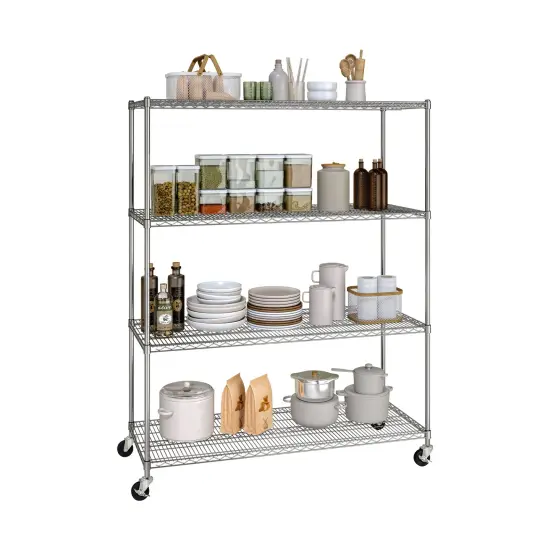 Seville Classics UltraDurable 4-Tier NSF Steel Shelving, 60" W x 24" D x 76" H Black {8}