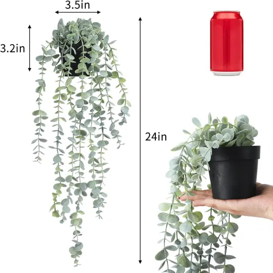 Artificial Hanging Fake Plants Fake Potted Eucalyptus for Wall Room Home Patio Indoor Outdoor Decor {3}