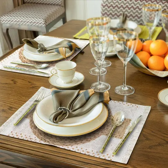 100 Pcs Boho Disposable Paper Placemats Set Round Braided Rattan Disposable Woven Paper Place and Rectangle Burlap Printed Placemats Farmhouse Table Mats for Kitchen {4}