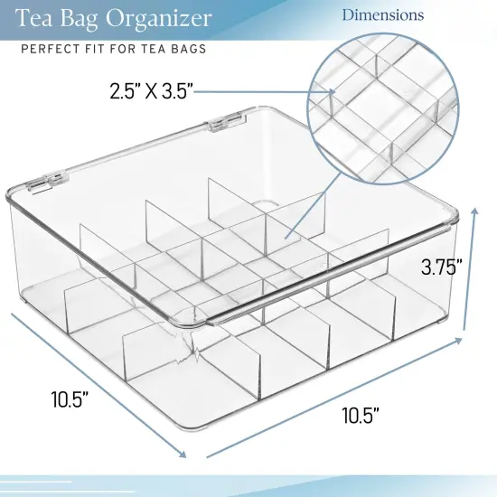 Sorbus Tea Bag Organizer, Stackable Tea Bag Storage Organizer with 12 Compartments and Hinged Lid, Plastic Tea Bag Holder for Kitchen Organizers {2}