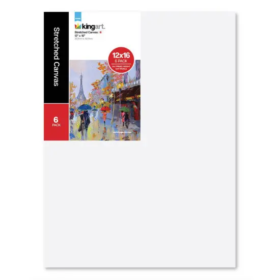 KINGART&reg; Stretched Canvas 12" x 16", 6-Pack {1}
