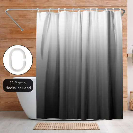 Americanflat 71x74 Ombre Grey Shower Curtain - Water Resistant - Polyester Fabric {5}